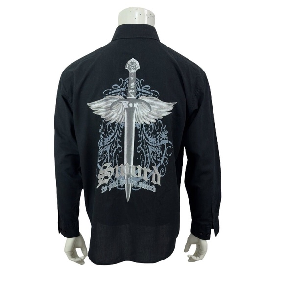 Pronti Collection By Phita Men's Large Black Graphic Shirt "To Put to the Sword" - Picture 8 of 12
